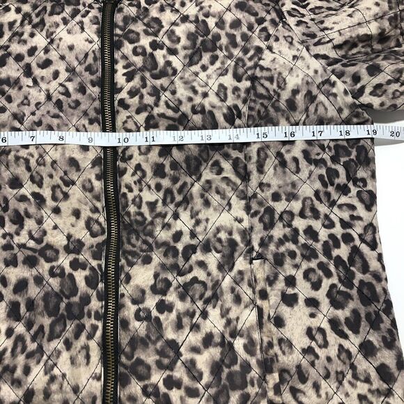 St Tropez Cheetah Leopard Bomber Jacket Quilted High Low Zip Casual - Picture 7 of 8
